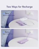 VRURC 10000mAh Slim Power Bank with Built-in Multi Cables & USB-C Fast Recharge – Smart Travel Battery Pack Lavender