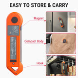 Instant Read Digital Meat Thermometer – Auto-Rotating Backlit Display, Waterproof & Ultra-Fast Probe