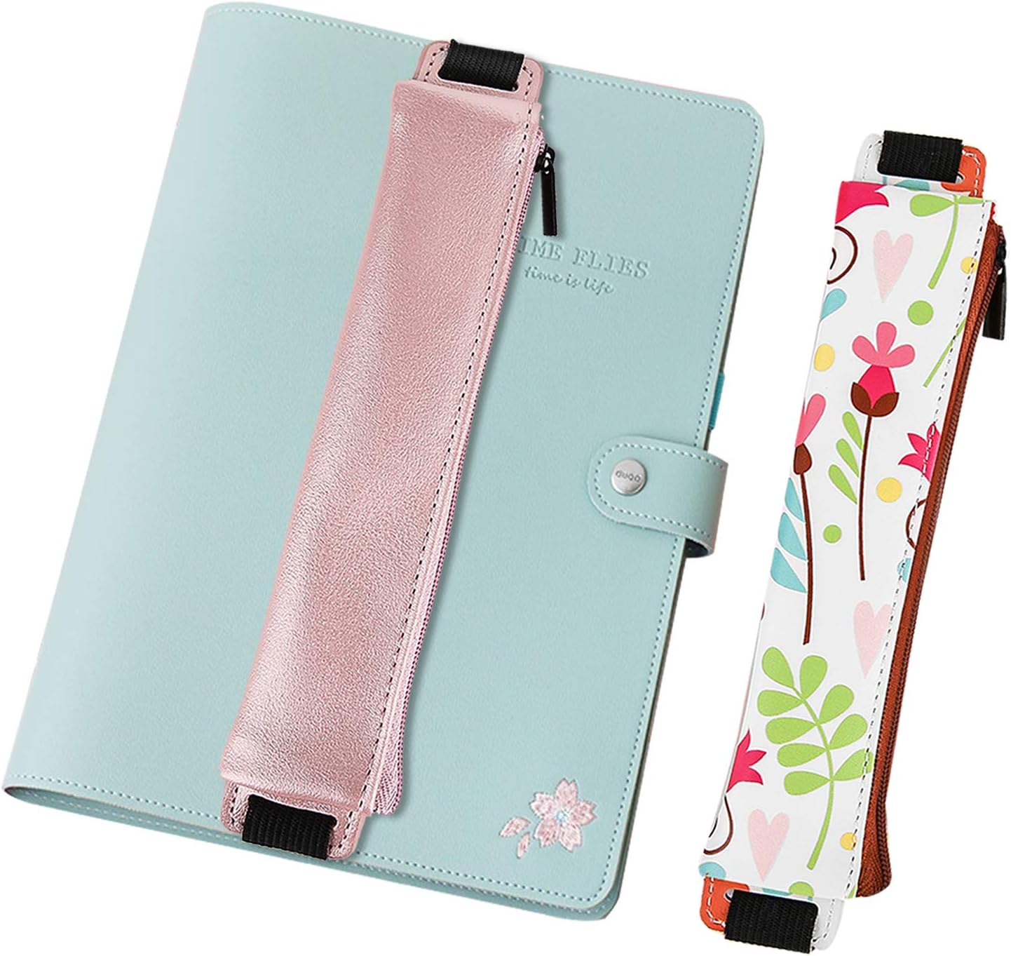 4-Pack Elastic Notebook Pen Holders with Zipper