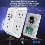 Wall Outlet Extender with 5 AC Outlets & 4 USB Ports – Surge Protector Power Strip with USB-C Fast Charging for Home & Office
