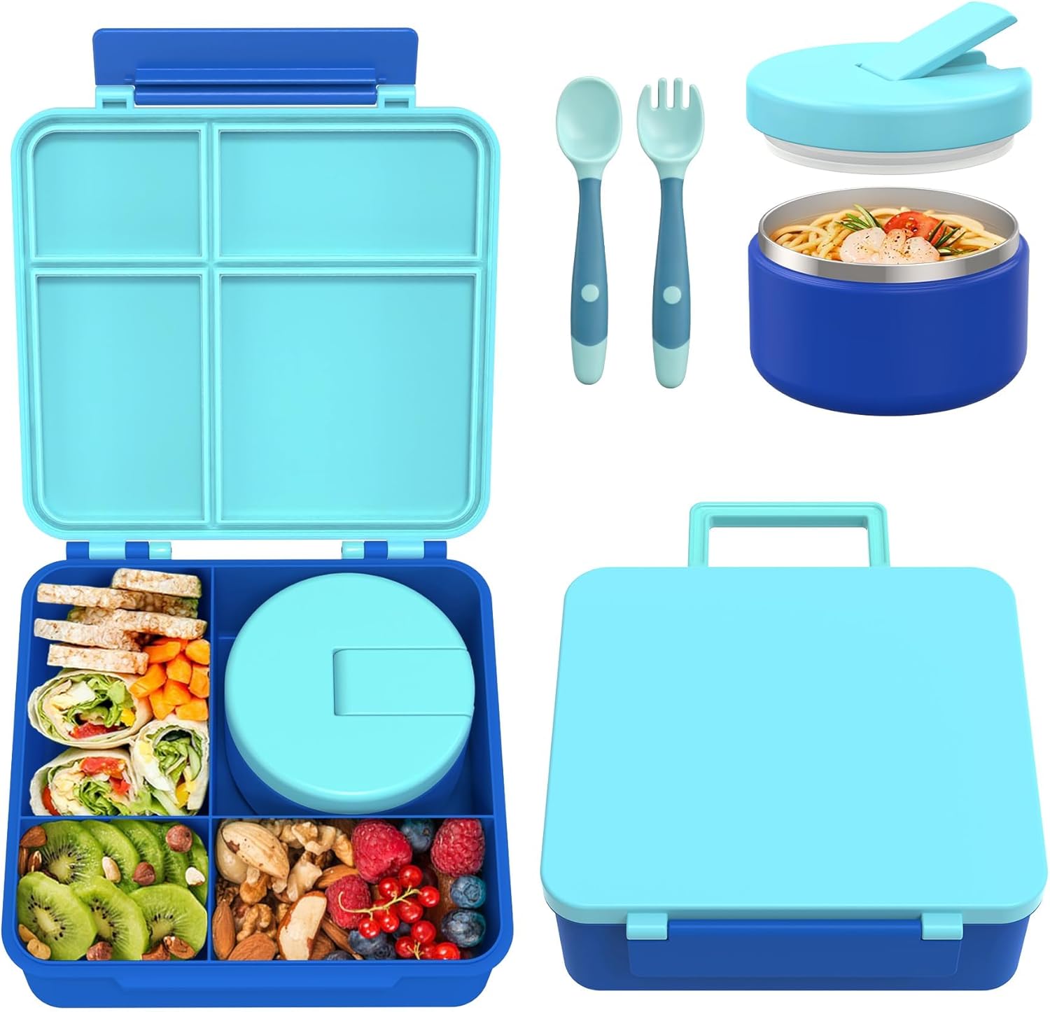 Pink 4-Compartment Bento Set with 8 oz Food Jar