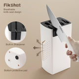 6-Piece Stainless Steel Knife Block Set with Built-In Sharpener – NSF Certified (White)