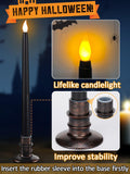 6 Pcs Black LED Halloween Candles with Holders – Flickering Flameless Tapered Candles for Spooky Decor