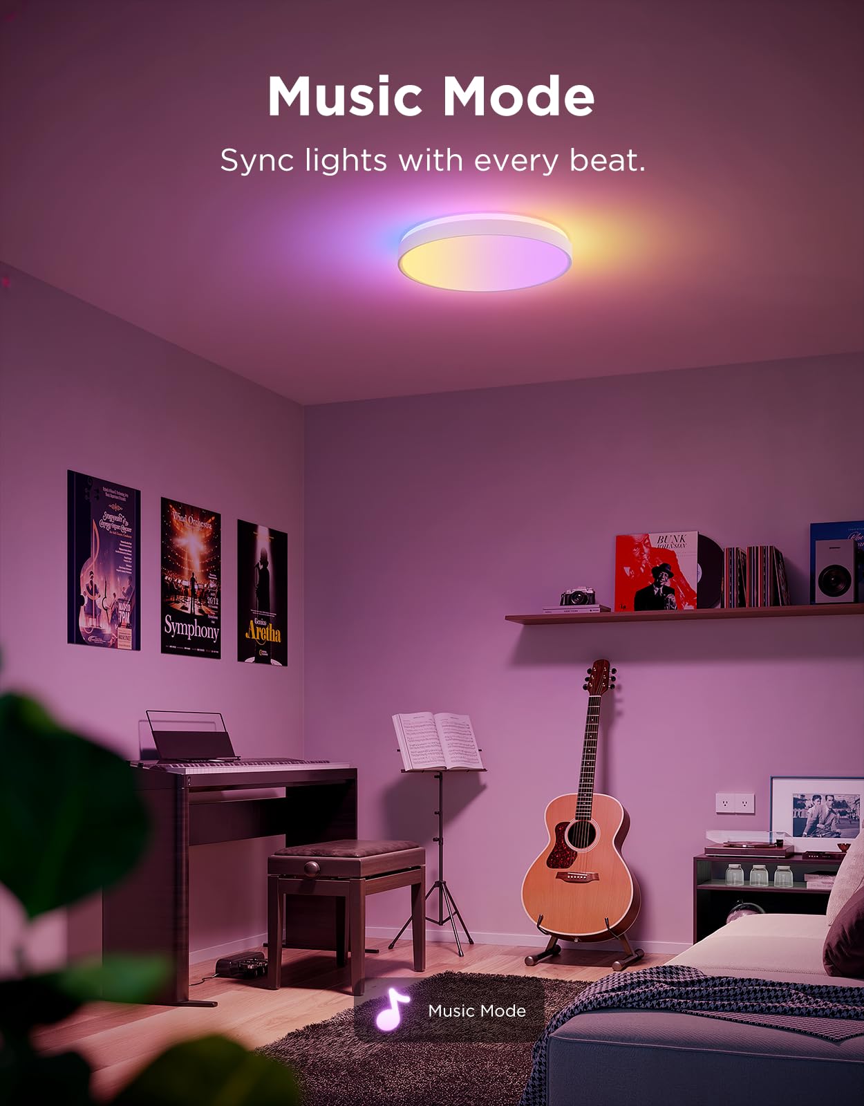 Smart RGBIC Planar Ceiling Light with 121 Segments, 4300lm High Brightness & Alexa/Matter Support – Multi-Color