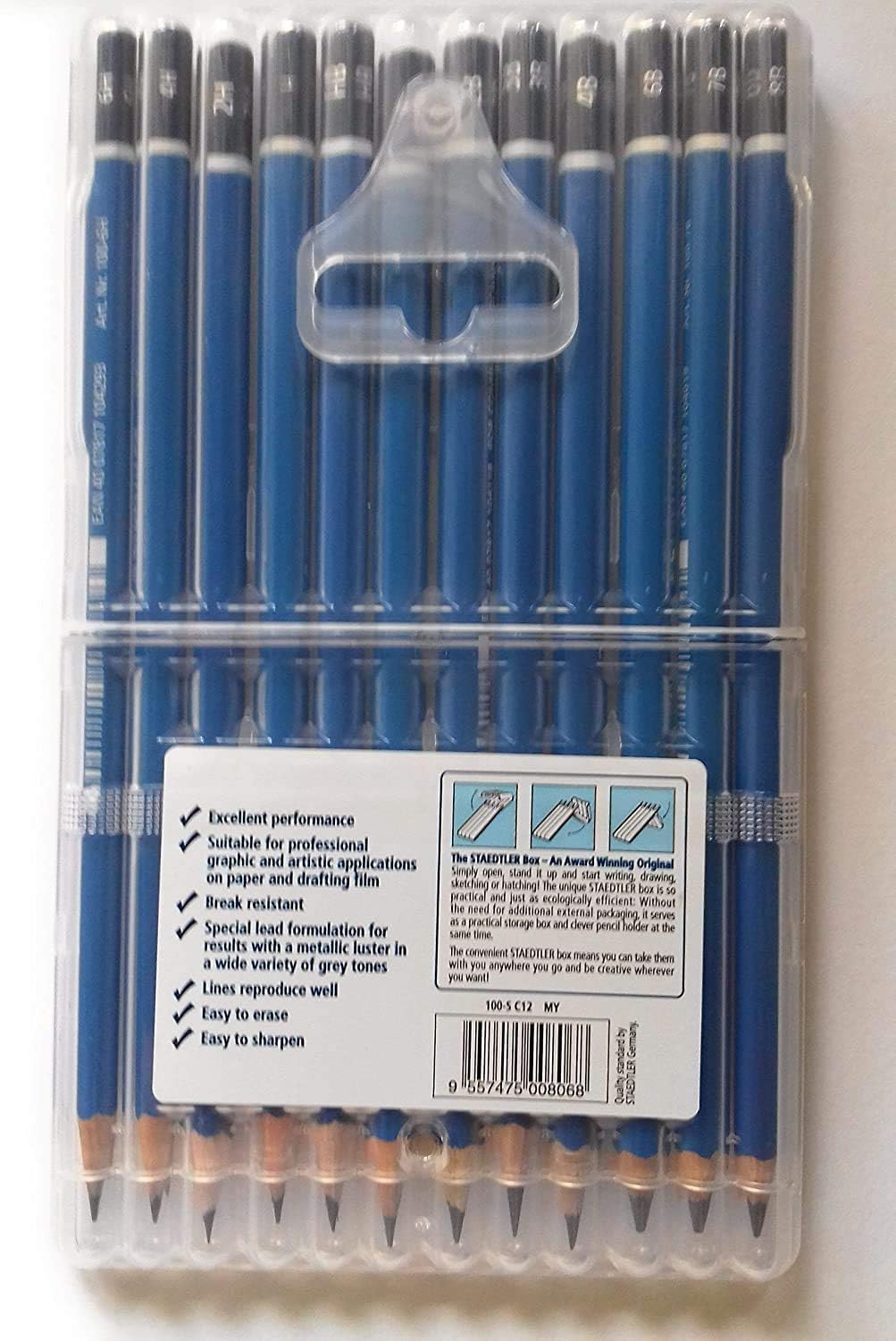 12-Piece Graphite Drawing Pencil Set from 6H to 8B