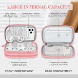 Portable Electronics Organizer Travel Case Double Layer Waterproof Cable Storage Bag Pink