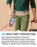 Hidden Travel Money Belt with RFID Blocking – Sweat-Proof Waist Wallet for Secure Storage (Beige)