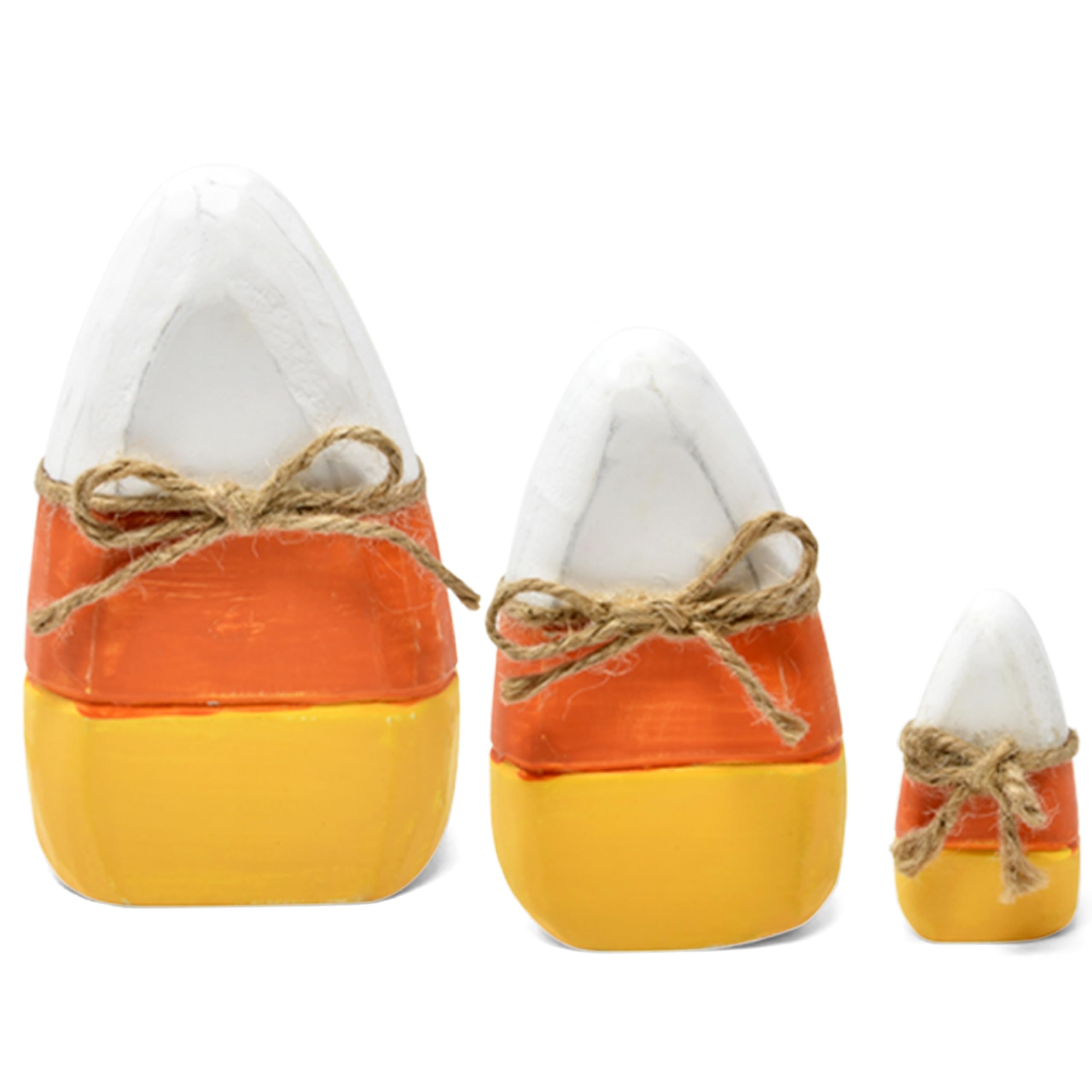 Rustic Wooden Candy Corn Table Decor – Set of 3 Fall & Halloween Centerpieces (Orange, Yellow & White)