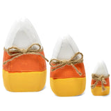 Rustic Wooden Candy Corn Table Decor – Set of 3 Fall & Halloween Centerpieces (Orange, Yellow & White)