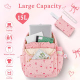 Pink Bow Corduroy Backpack Set with Lunch Bag