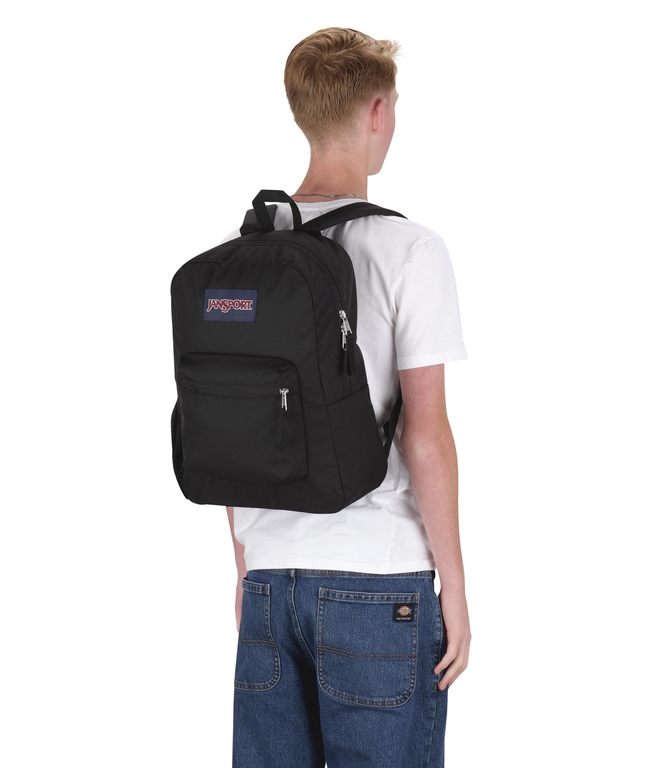 JanSport Cross Town Backpack – Classic Everyday Backpack with Front Organizer & Bottle Pocket (Black)