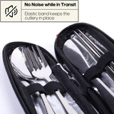Portable Stainless Steel Travel Utensil Set with Case – Reusable Fork, Spoon, Knife & Chopsticks for Office, Camping & Lunch (Silver)