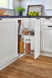 Slim 2-Tier Pull-Out Side Cabinet Organizer – Silver Steel Wire Basket Shelf