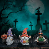 Black-Wing Halloween Gnomes – Handcrafted Resin Figures with Wings & Pumpkin Details for Festive Decor