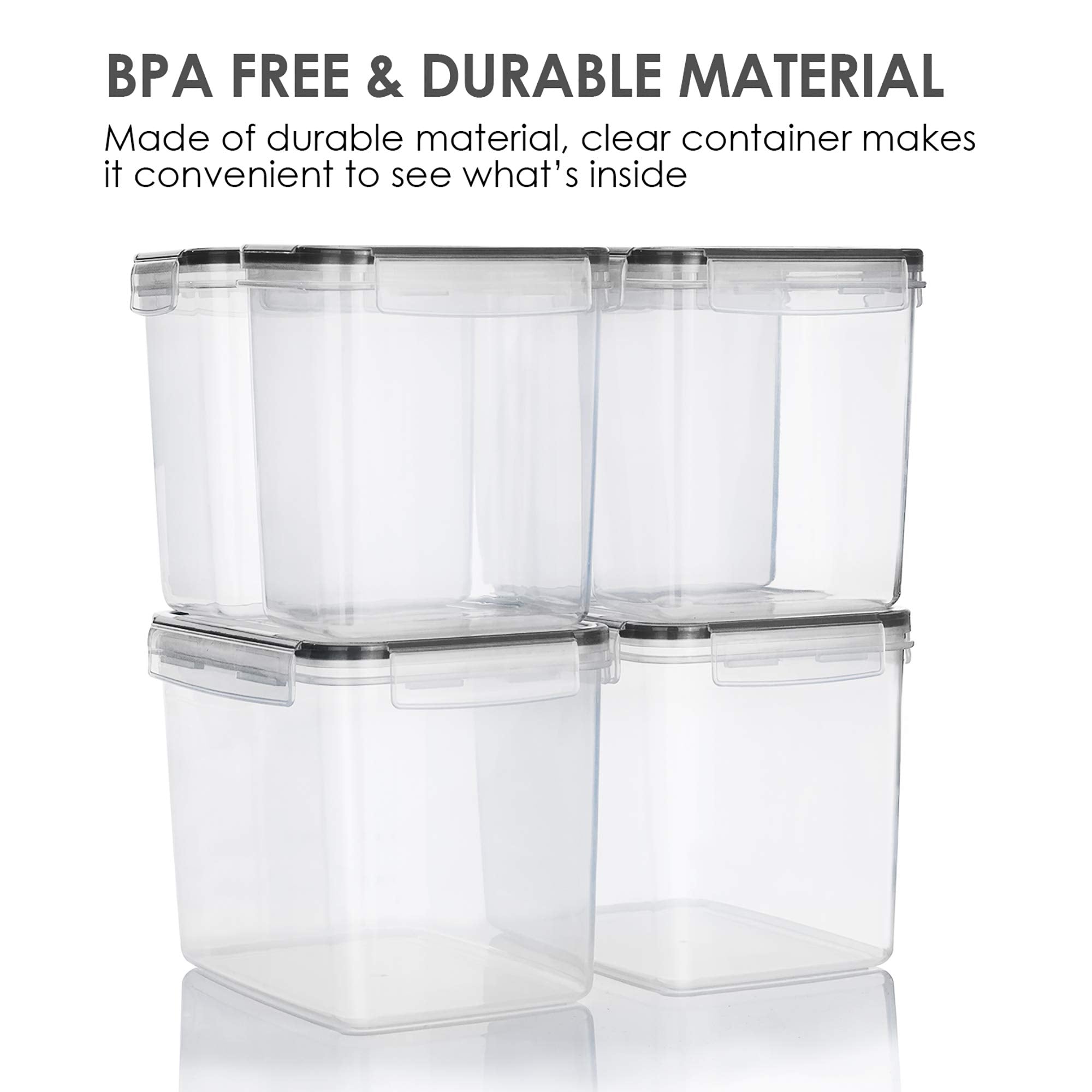 6-Piece Airtight Pantry Food Storage Container Set – Mixed Sizes BPA-Free Canisters with Labels