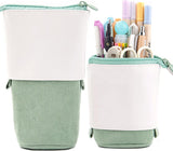 Blue Retractable Corduroy Pencil Case and Pen Holder