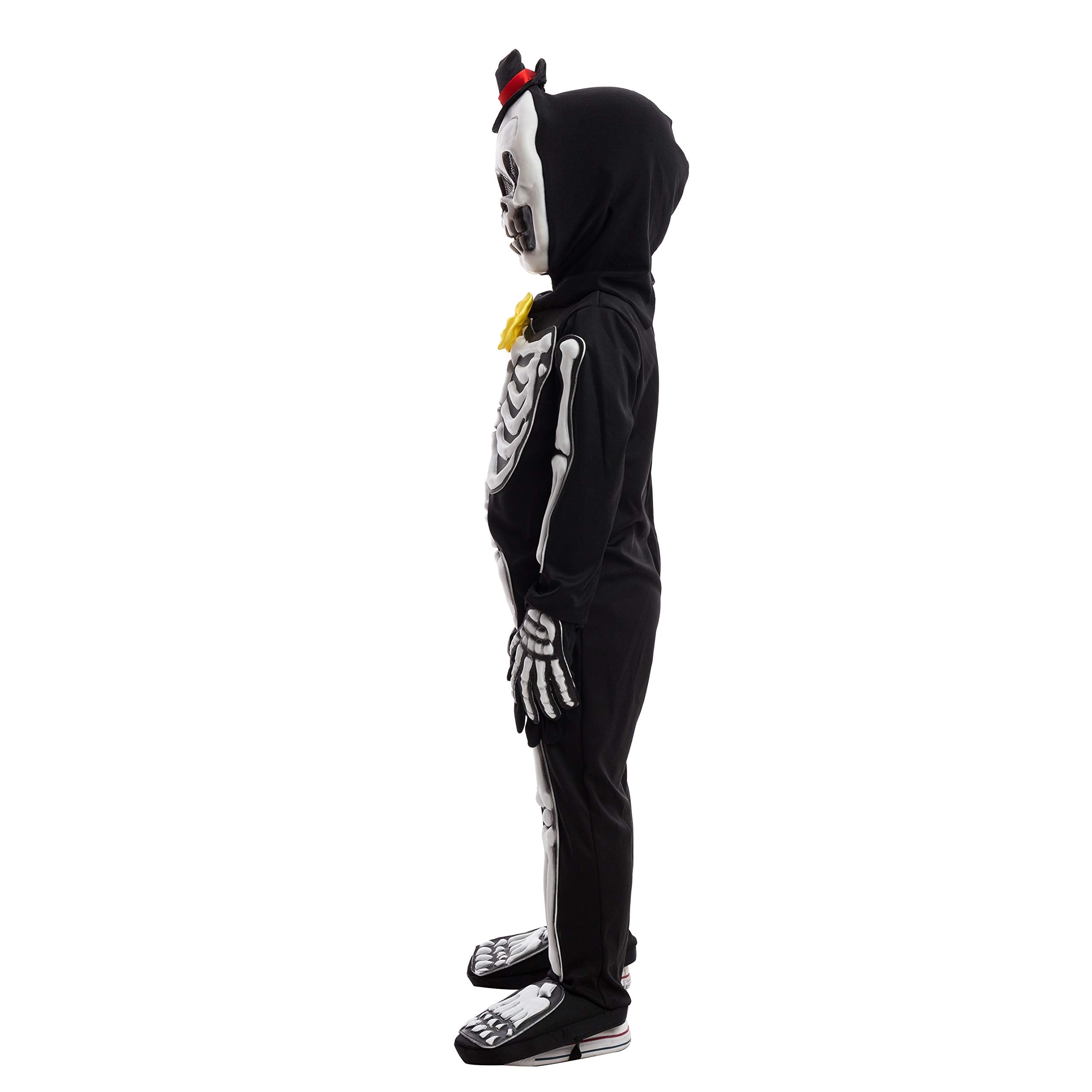 Kids Glow-in-the-Dark Skeleton Costume – Black Skull Jumpsuit with Mask & Gloves 💀✨