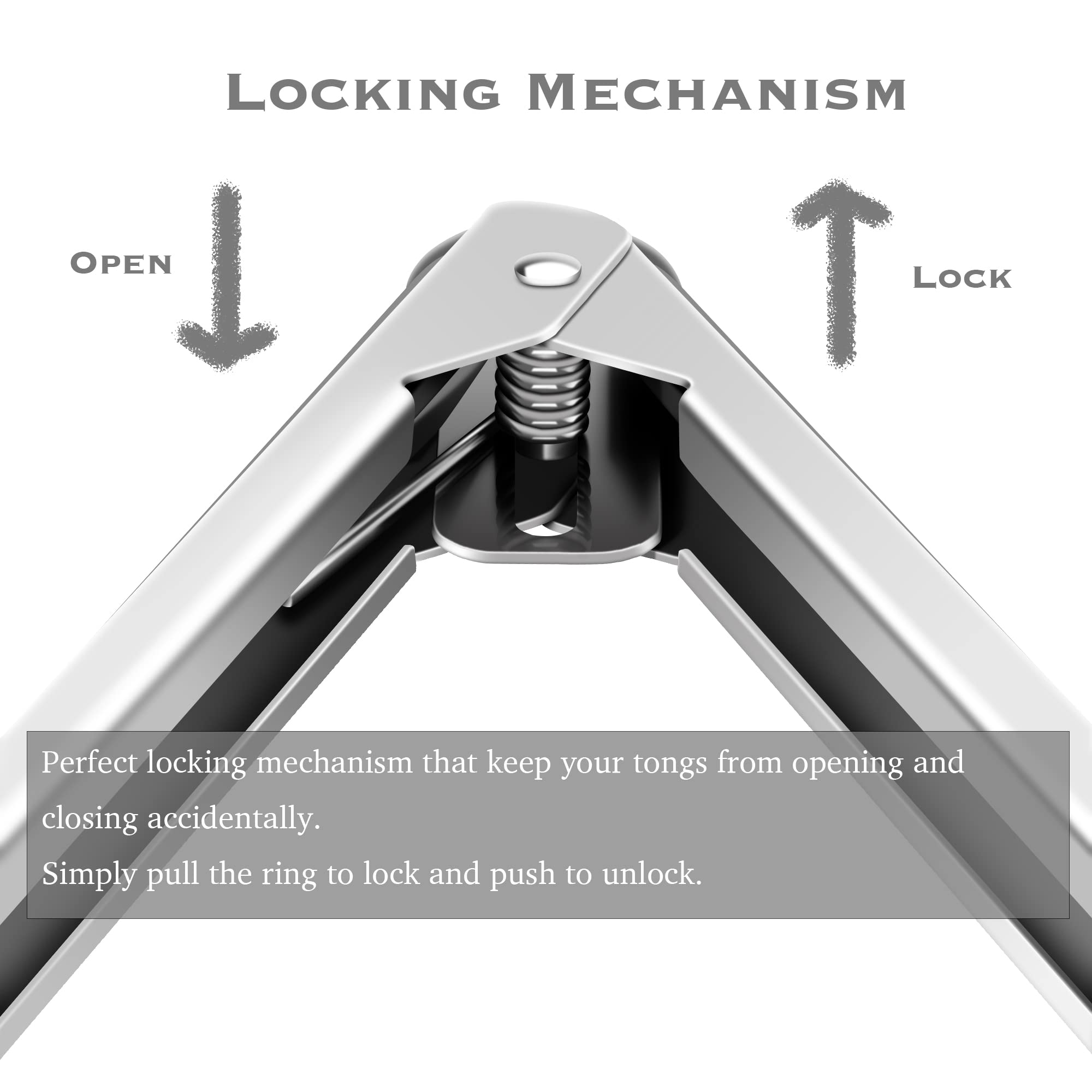 Heat Resistant Silicone Kitchen Tongs with Locking Clip – Stainless Steel Cooking Tongs