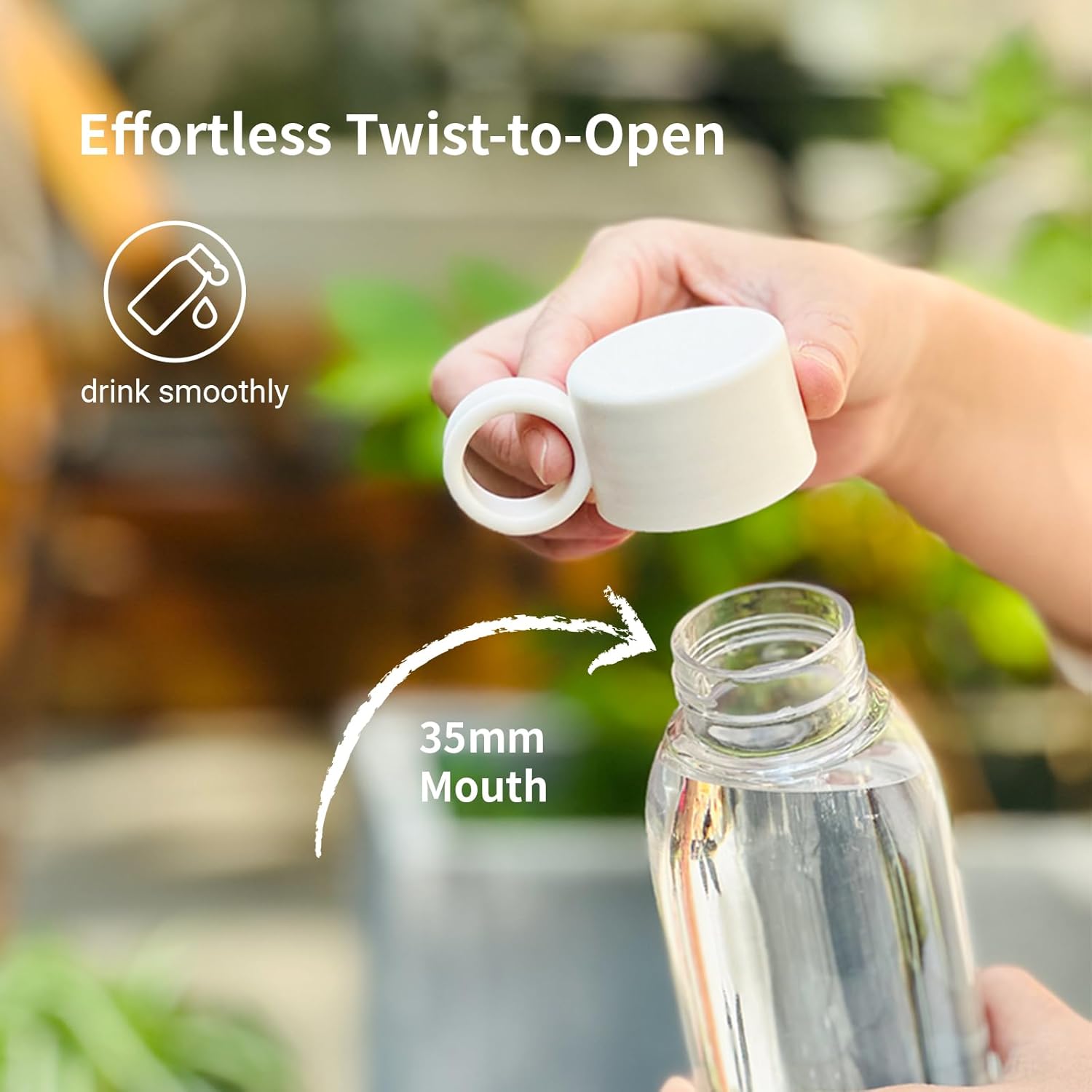 22 oz Clear Tritan Water Bottle with Leakproof Lid and Carry Ring