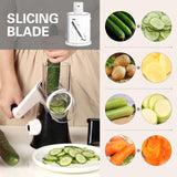 Manual Rotary Cheese Grater with 3 Stainless Steel Blades – Suction Base Food Shredder