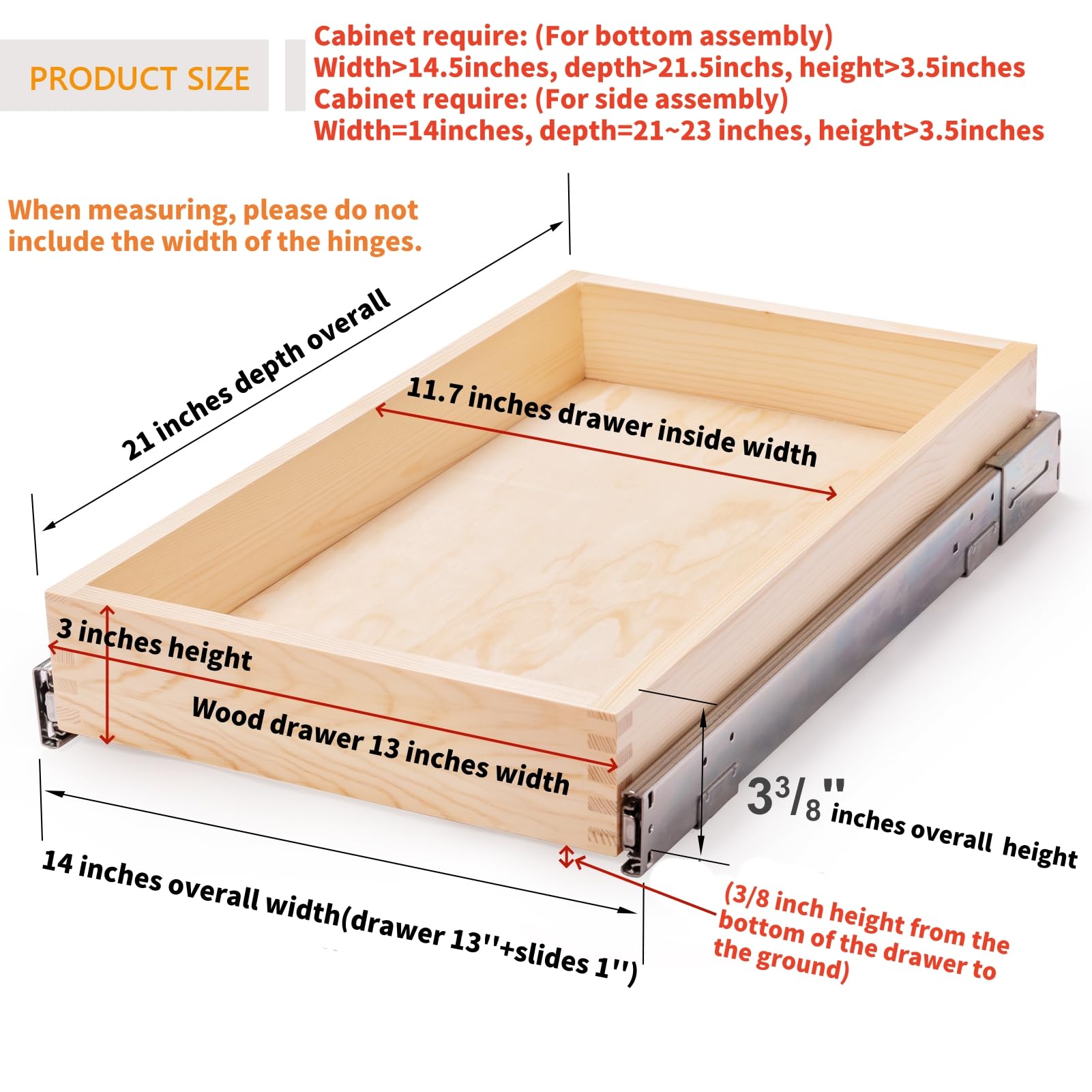 Mulush Mid-Width Pull-Out Wooden Cabinet Drawer with Soft-Close Slides – Smooth Access Storage Organizer