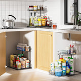 Lamu 2-Pack Under-Sink Pull-Out Organizers – Large L-Shaped 2-Tier Cabinet Storage with Silent Glide