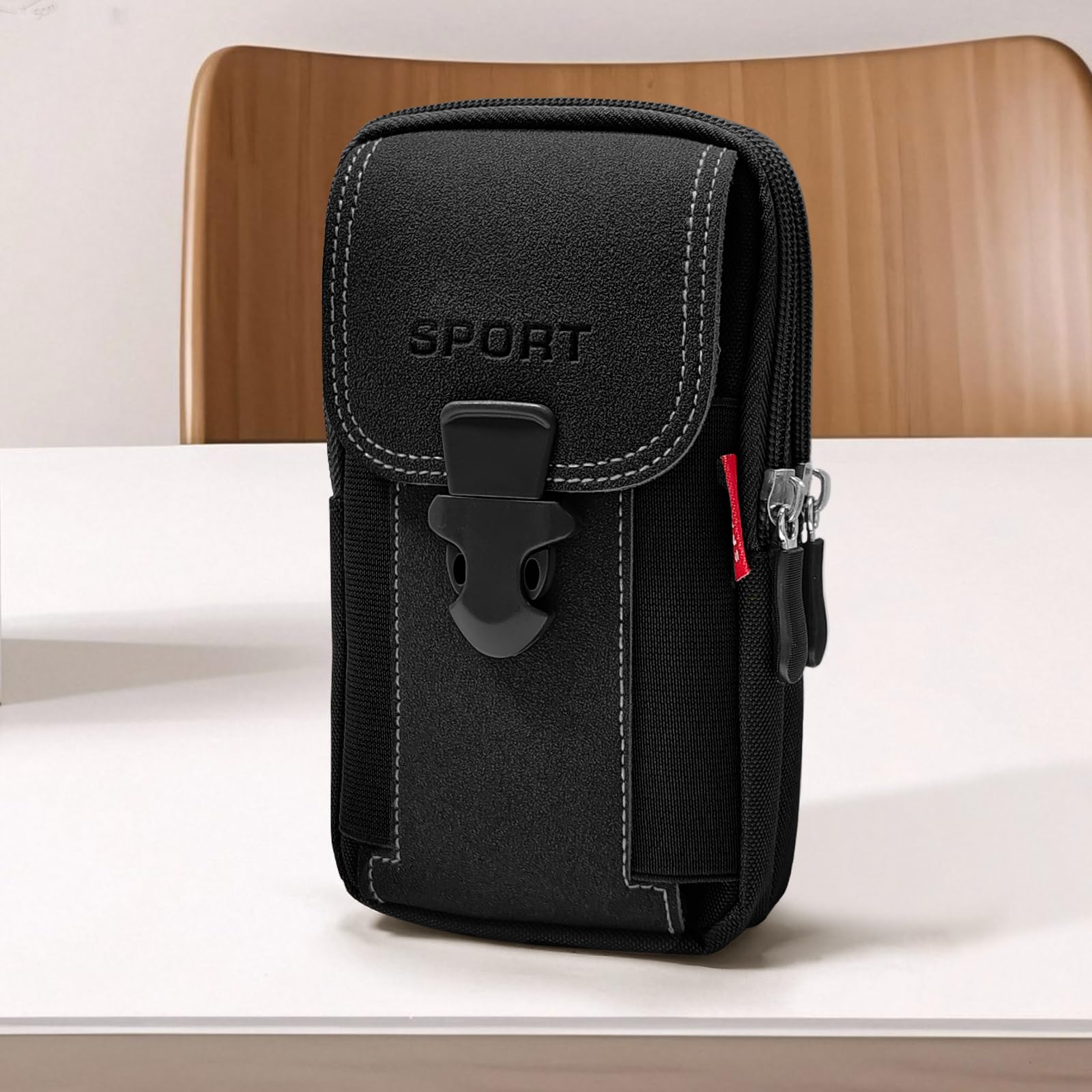 Compact Outdoor Waist Bag – Belt-Wear Mobile Phone Pouch for Sports, Travel & Daily Carry (Black)