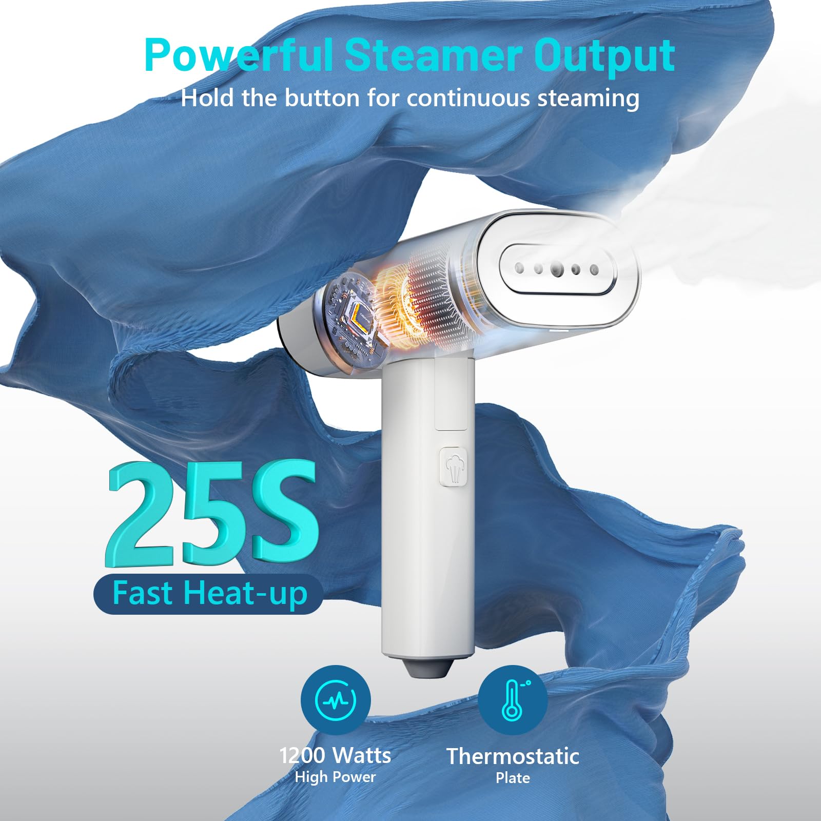 KEENSTAR Foldable Handheld Garment Steamer 1200W Fast Heat Portable Wrinkle Remover with Detachable Tank