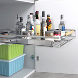 Expandable Stainless Steel Pull-Out Cabinet Organizer – Adjustable Width & Height Slide-Out Shelves (2 Pack)