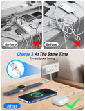 3-in-2 Magnetic Fast Charging Cable – Apple Watch & Phone Travel Charger, USB-C Combo, 4ft (All White)