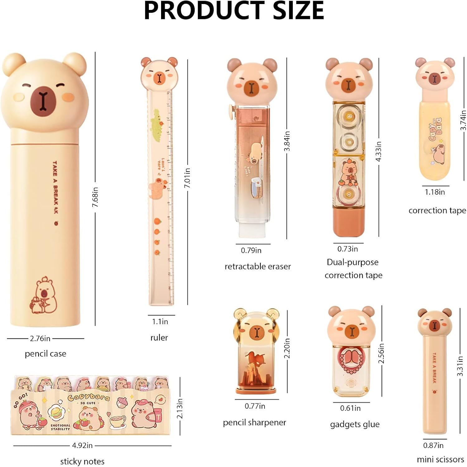Brown Capybara Desk Tool Set with 120 Page Tabs