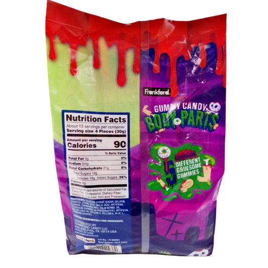 Halloween Gummy Body Parts Candy – 50 Count Individually Wrapped Assorted Gummies (Eyeballs, Fingers, Brains, Ears & Feet)