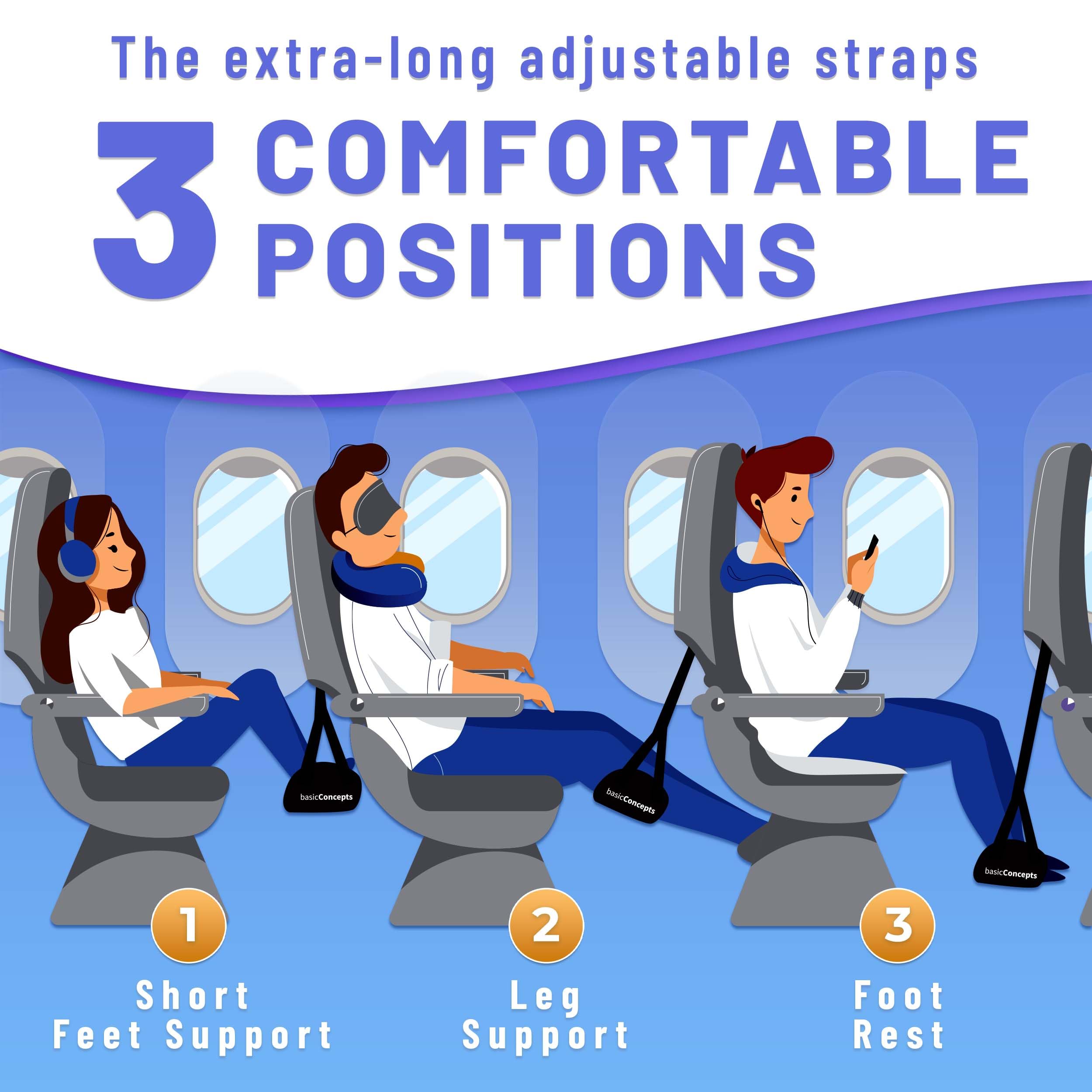 Airplane Footrest Hammock – Adjustable Travel Foot Sling for Flights, Trains & Long Trips