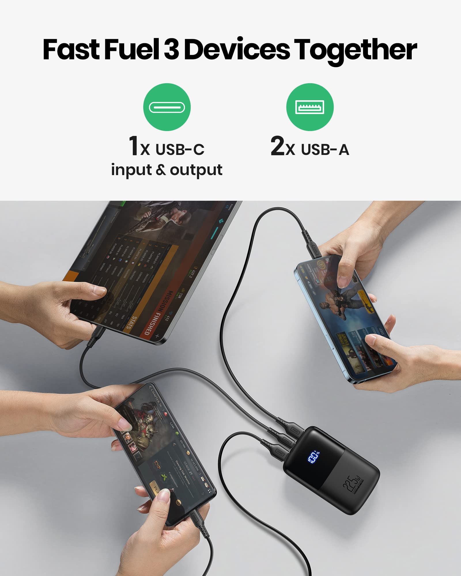 INIU 10000mAh Fast Charging Power Bank – 22.5W Portable Battery Pack with Phone Stand