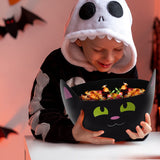 Black Cat Halloween Candy Bowls Set – 3-Pack Plastic Serving Bowls for Trick-or-Treat & Party Snacks (Black, Purple & Orange)