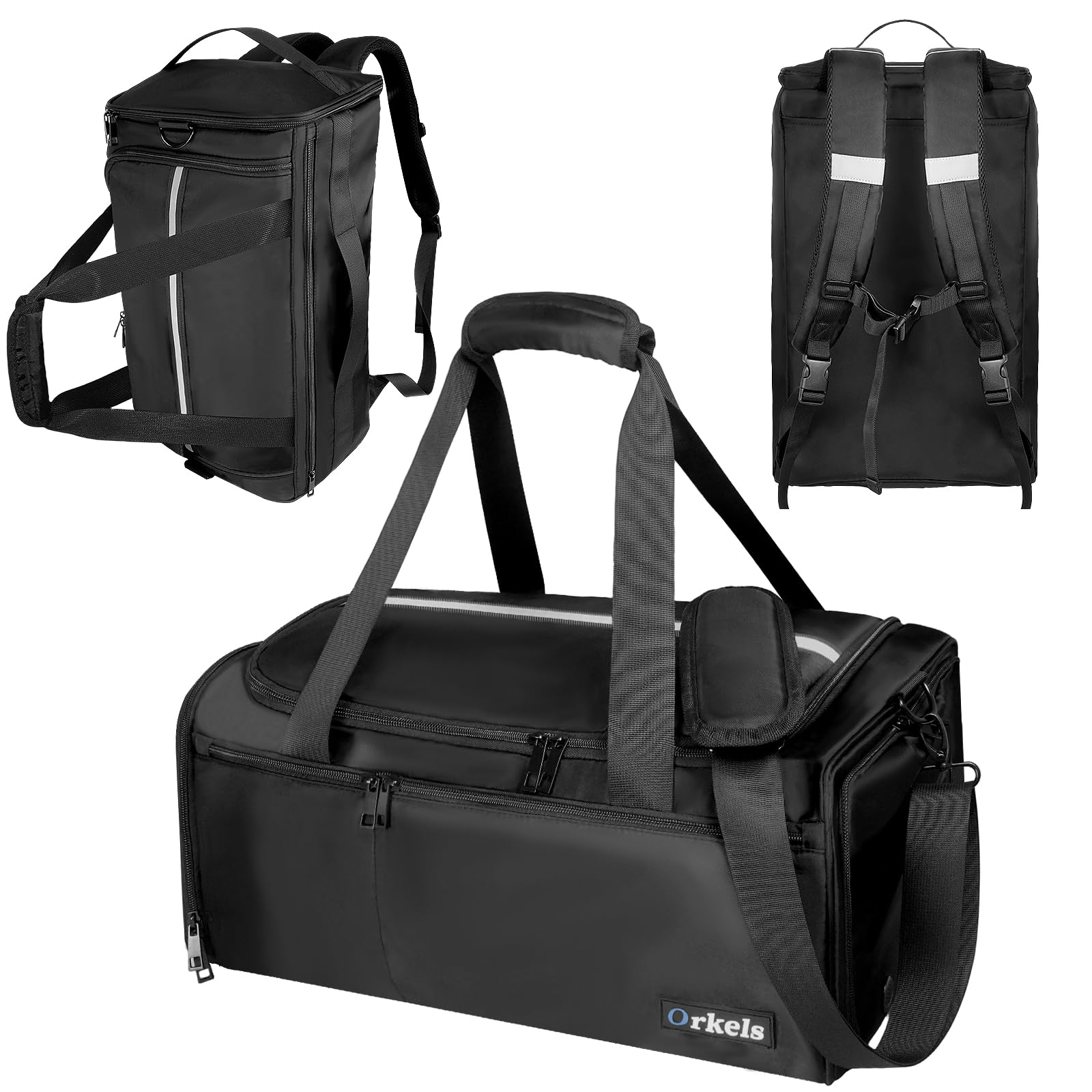ORKELS 29L 3-in-1 Gym Bag Backpack – Waterproof Sports Duffle with Shoe & Wet Pocket for Travel and Fitness (Black)