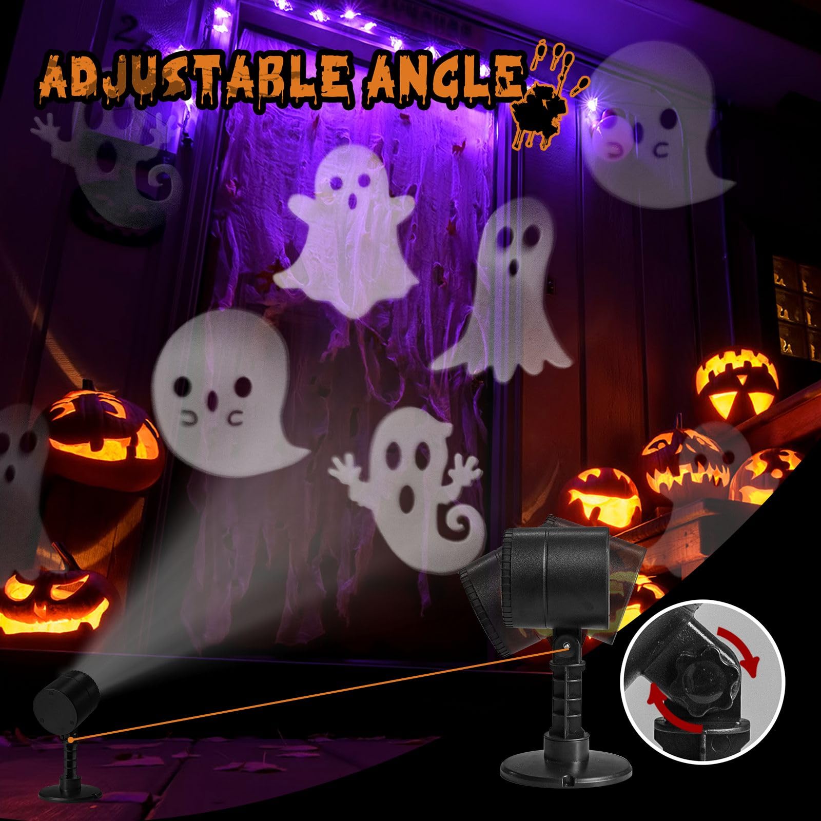LED Halloween Ghost Projector – 6 Moving Ghost Patterns for Indoor & Outdoor Spooky Lighting