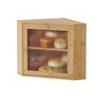 Large Corner Bamboo Bread Box with Adjustable Shelf & Wavy Acrylic Door for Kitchen Countertop