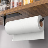 Matte Black Paper Towel Holder – Aluminum Kitchen Roll Dispenser, Adhesive or Drill Mount, Under Cabinet or Wall