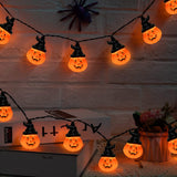 Halloween Pumpkin String Lights with Hats – 8.5Ft 10-Lantern Outdoor Jack-O’-Lantern Light Set, UL Listed Waterproof Decoration