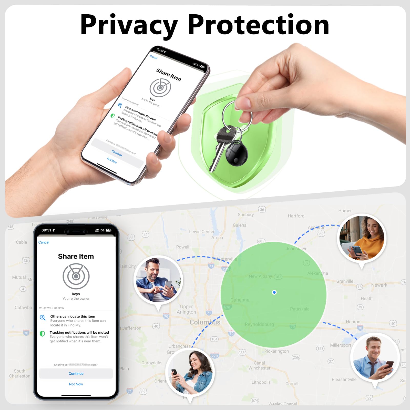 Apple Find My Bluetooth Tracker Tags 4-Pack, Smart Key Finder with 100dB Alert, IP67 Waterproof and Replaceable Battery