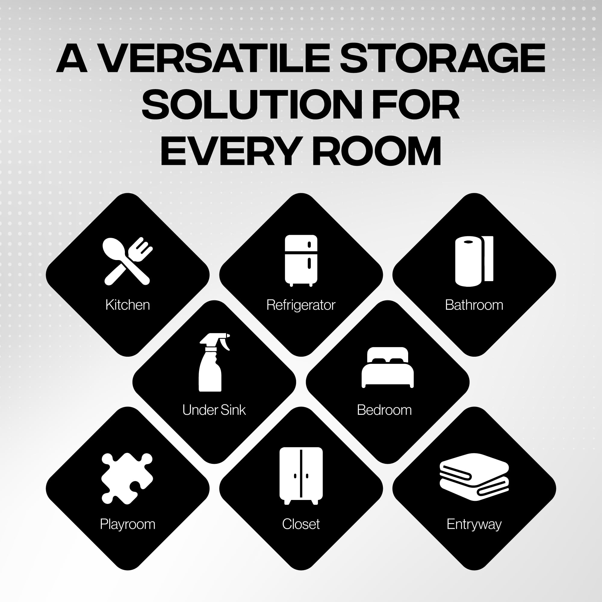 Black Stackable Storage Bin with Handles – Pantry, Closet & Home Organizer