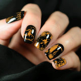 Halloween Nail Art Stamping Plates – 4pcs Stainless Steel Templates with Pumpkins, Bats, Spiders & Witch Patterns