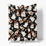 Halloween Flannel Blanket Orange & Black – Soft Warm Cozy Fleece Throw for Couch, Bed & Travel