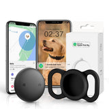 Mini Pet Tracker for Apple Find My Network with Silicone Case – No Monthly Fee Bluetooth Tracking Device for Cats & Dogs (White)