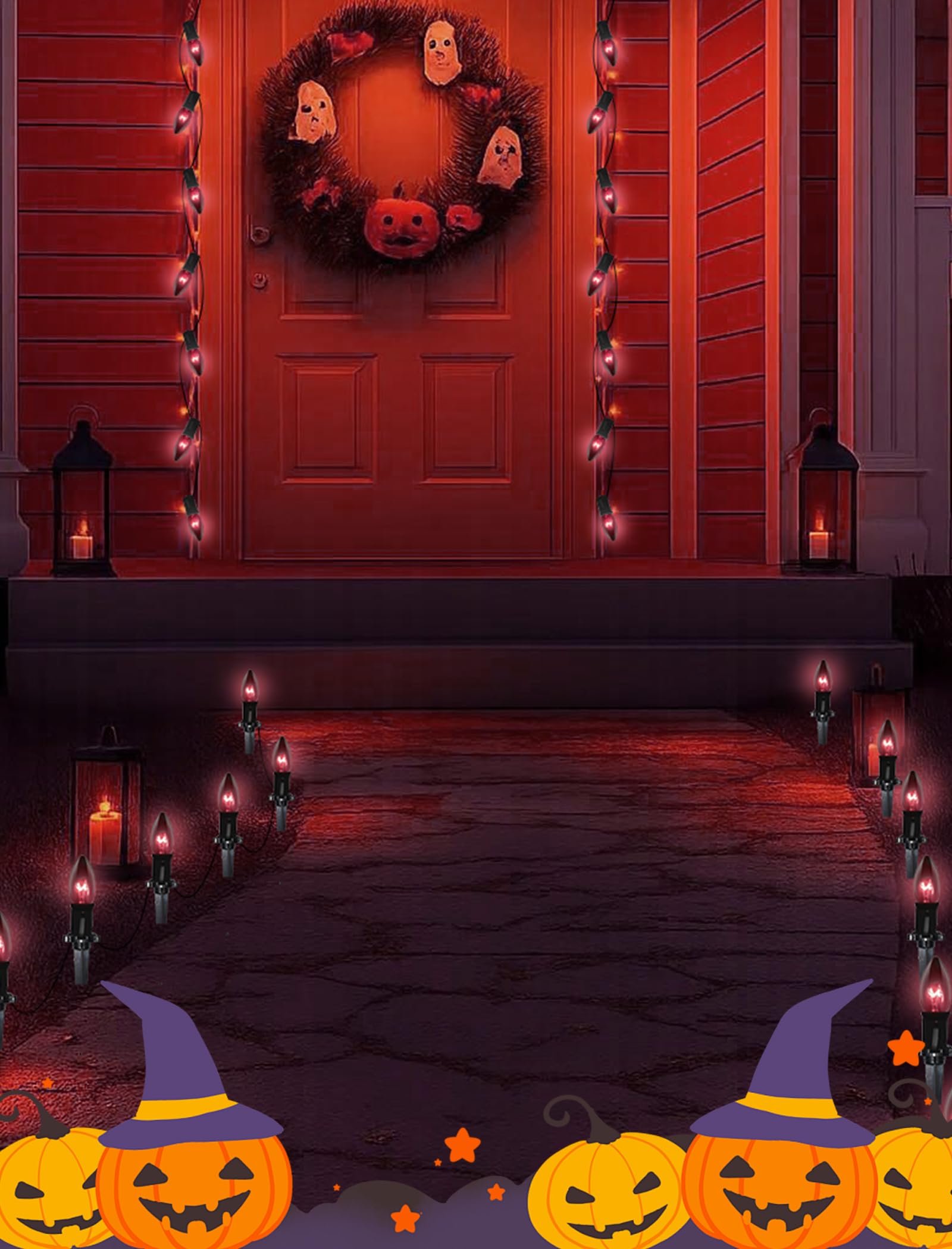 Halloween C9 Dark Purple String Lights – 25Ft Black Wire, 25 Bulbs, UL Listed Outdoor & Indoor Party Décor