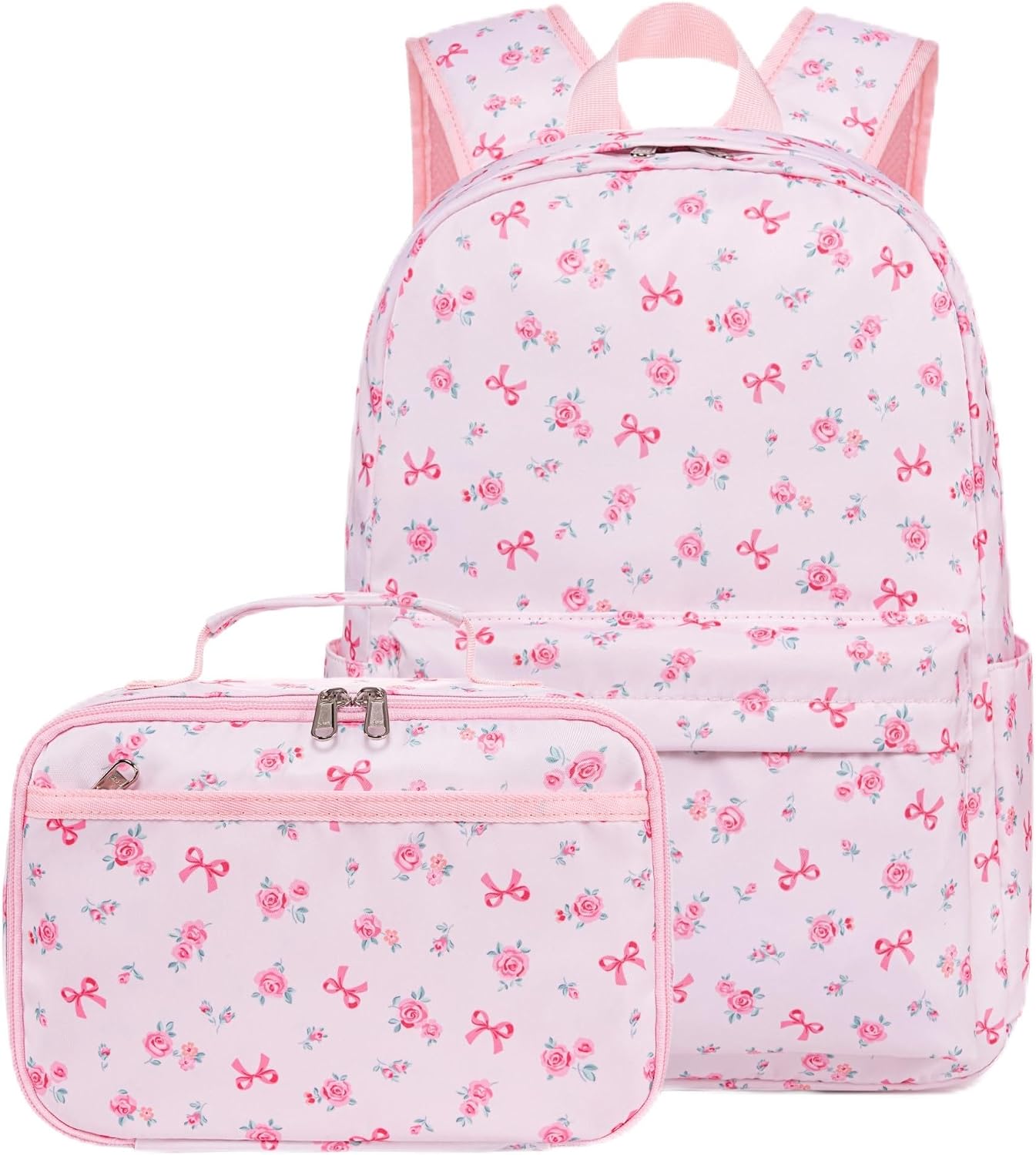 Pink Rainbow School Backpack Set with Matching Lunch Bag