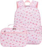 Pink Rainbow School Backpack Set with Matching Lunch Bag