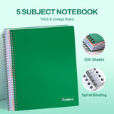 All-in-One Study Notebook with 5 Pocket Dividers, 400 College Ruled Pages and Binder-Ready Sheets