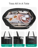BAGSMART Expandable Puffy Tote Bag for Women – Quilted Work & Travel Carry-On Handbag (Black, Large)